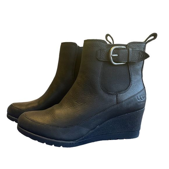 UGG Shoes - NWT Ugg Arleta Waterproof Leather Wedge Boot Booties Black